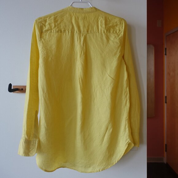 Gap yellow linen popover shirt XS 0 2 - Picture 8 of 9